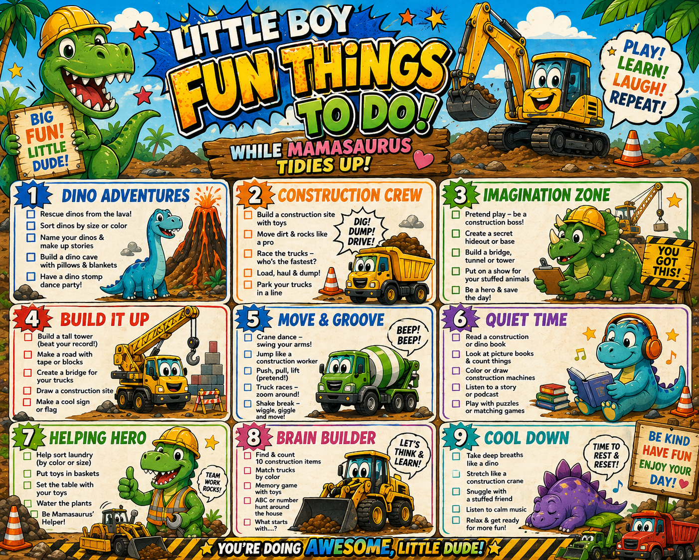 Fun things for little boys checklist
